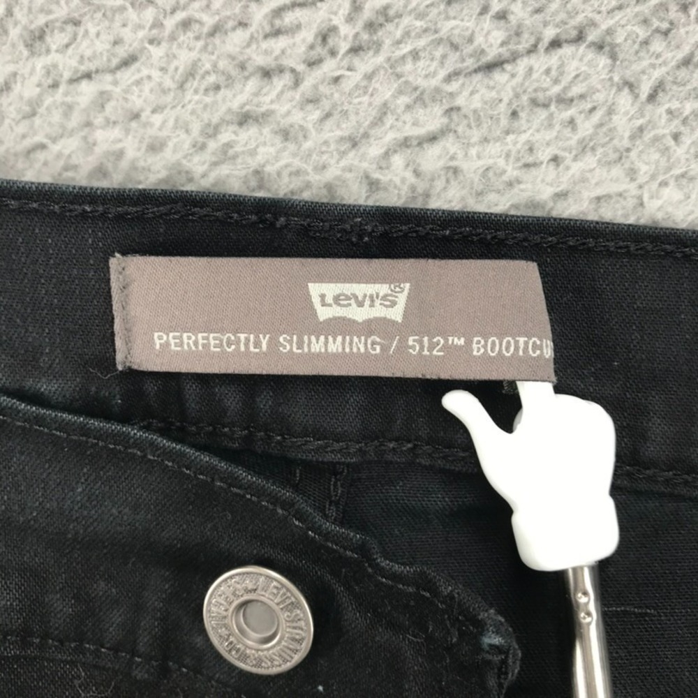 LEVIS 512 Size 16M Bootcut Black Denim Perfectly Slimming High Rise - Picture 6 of 16